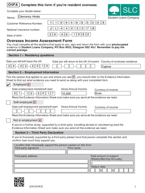 overseas income assessment form